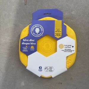 Project Hive‎ Pet Company Hive Disc & Lick Mat Dog Toy Yellow Made USA